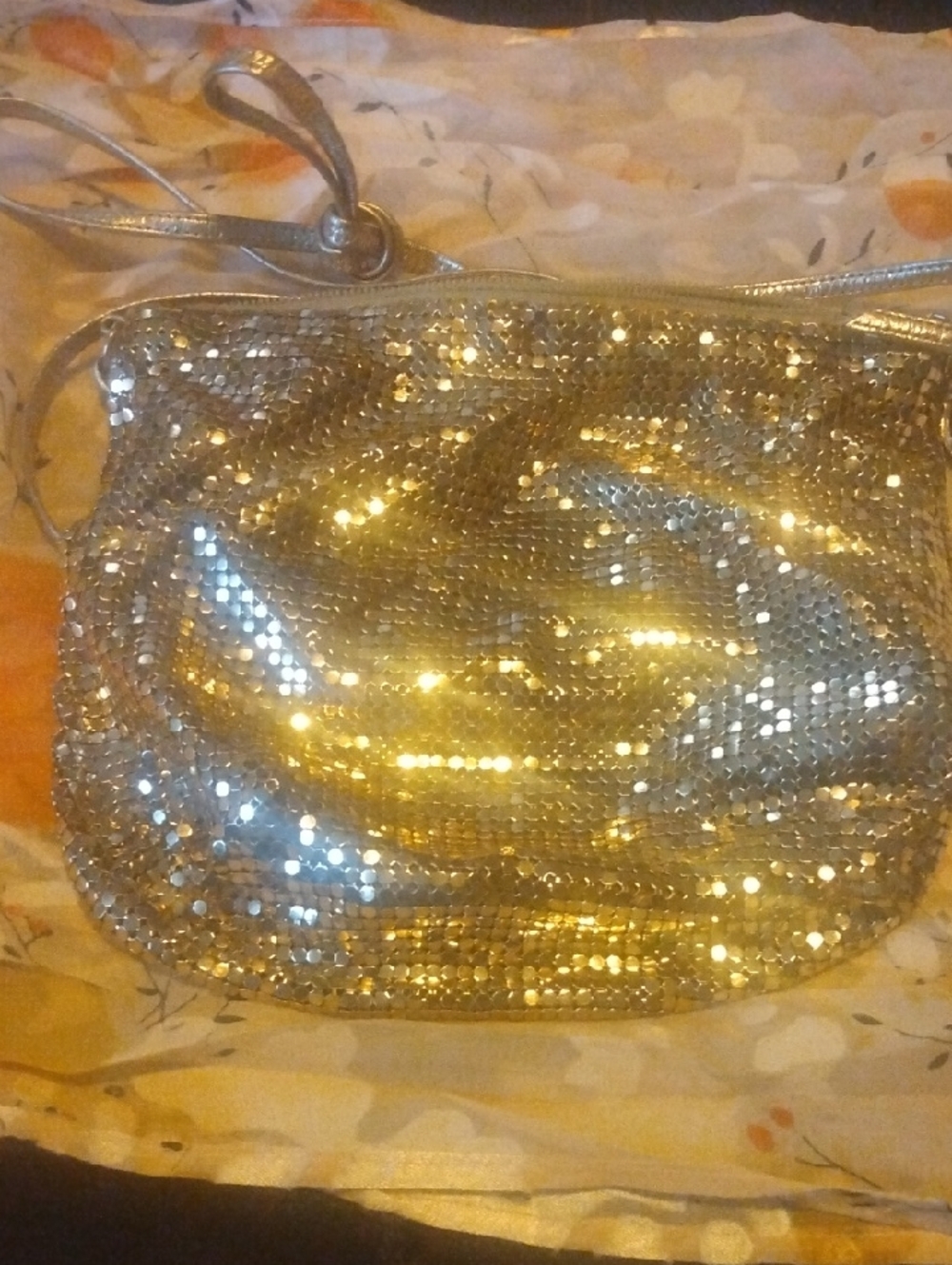 Whiting And Davis Vintage Gold Metal Mesh Wristlet Clutch